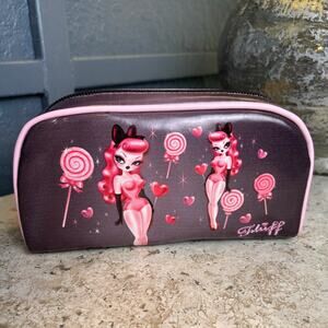 Fluff Lollipop PinUp Purple Pink Makeup Cosmetic Travel Bag New